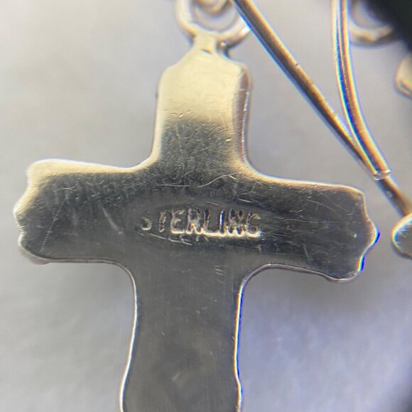 VTG Sterling Silver 925 RW Ronnie Willie Turquoise Petit Point Cross Earrings - Picture 13 of 16